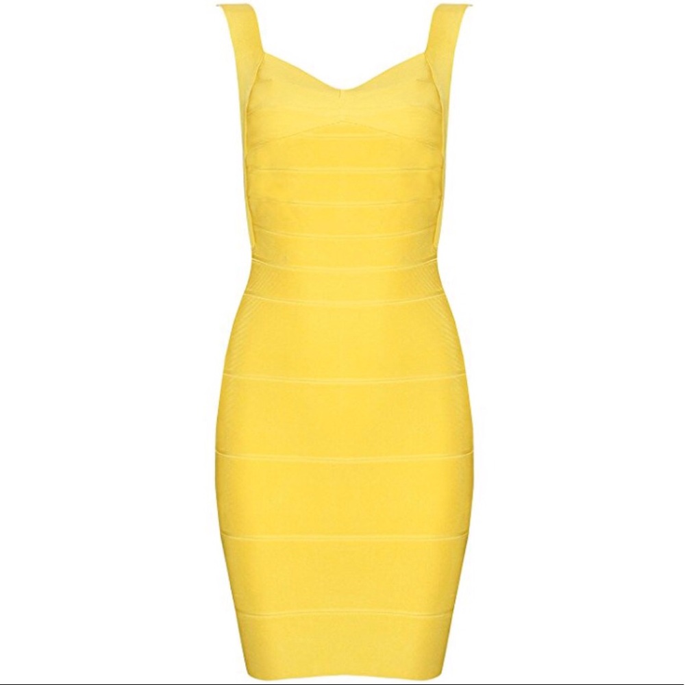 Yellow backless bandage dress